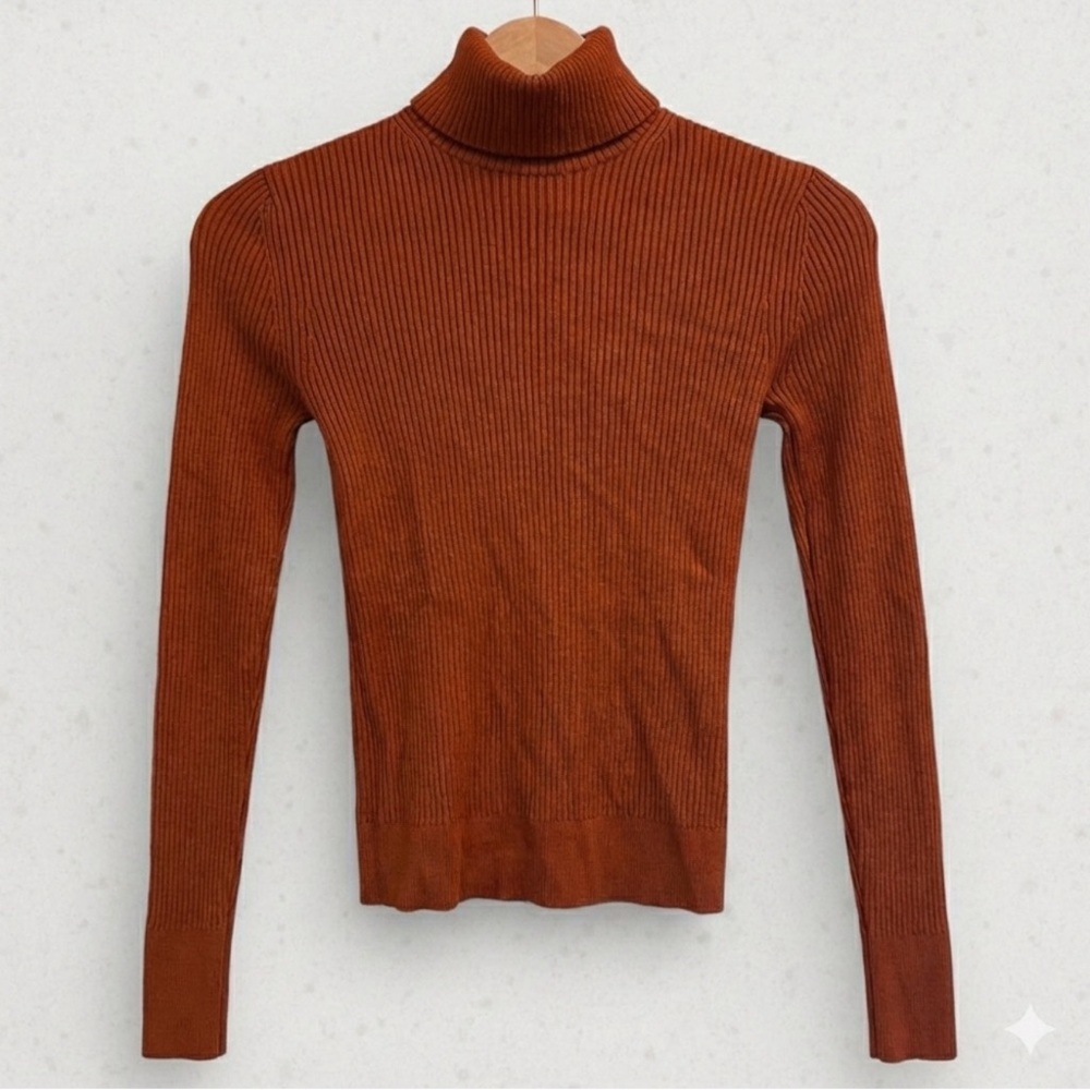 Abercrombie & Fitch Burnt Orange Ribbed Turtleneck Sweater